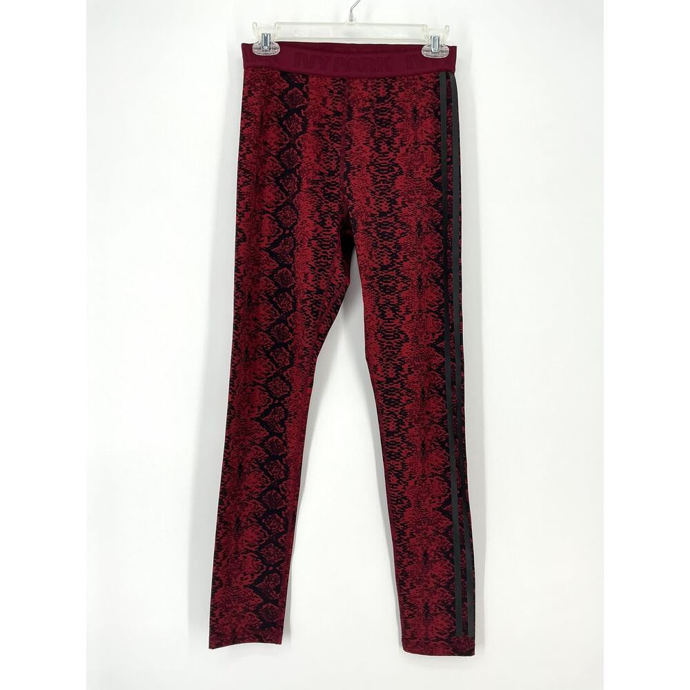 adidas x IVY PARK Leggings Women L Red Black Snakeskin High Rise 3 Stripe - Picture 2 of 8
